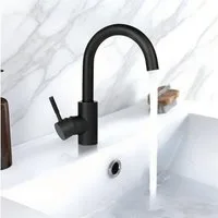 ZMH Waschtischarmatur SUS 304 Einhebelmischer mattschwarz wassersparend Schnellmontageset Waschtischarmatur