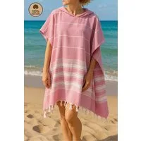 Formeya Bademantel Strandponcho Bademantel, Pestemal Poncho aus Baumwolle & Saunatuch