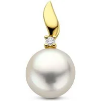 NICEANDnoble Kettenanhänger 585er Gelbgold Kettenanhänger Süßwasserperle Diamant
