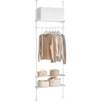 SoBuy Kleiderständer KLS07, verstellbarer offener Kleiderschrank mit Ablagen, Schlafzimmer, Verstellbares Garderobenstände mit 1 Kleiderstange und 3 Ablagen