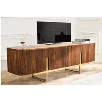 riess-ambiente TV-Bank GATSBY 160cm braun/mattgold - Mango-Massivholz, Metall, Stauraum (Einzelartikel, 1 St), Retro-Sideboard mit abgerundeten Ecken - ideal für Wohn- und Esszimmer
