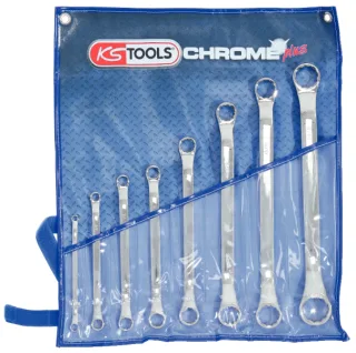 KS Tools CHROMEplus Doppel-Ringschlüssel-Satz, gekröpft, 6-tlg - 518.3120