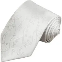 Paul Malone Krawatte Herren Hochzeitskrawatte floral - Mikrofaser - Bräutigam Schmal (6cm), silber weiß V20