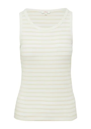 s.Oliver Red Label - Slim-Fit-Top mit Rippstruktur weiß/beige - Gr. - 36