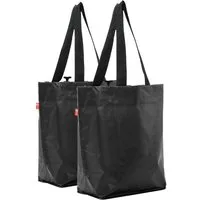 BIKEZAC Shopper 2er Set COBAGS 2.0 Taschen Schwarz – Wiederverwendbar & stabil (Fahrrad Einkaufstasche schwarz – Flach, stabil & umweltfreundlich, Fahrradeinkaufstasche wasserdicht Gepäckträger Einkaufswagen), Stabil & praktisch – Von der Radfahrt di