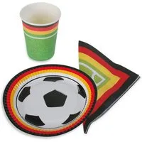 Fries Einweggeschirr-Set 18-tlg Deutschland Party Set 6 Teller 6 Becher 6 Servietten EM Fußball (18-tlg), 6 Personen, 18 Teile