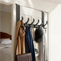 Fyrove Türhaken Türgarderobe zum Einhängen mit 6 Haken, ohne Bohren, Rostfrei, für Flur, Bad und Küche, Tür, Schlafzimmer, (Hakenleiste Bad, Türgarderobe, Ohne Bohren Türhaken, Platzsparende Türhaken, Türhaken zum Einhängen, 1-St, Arbeitszimmer, Klei