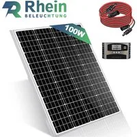 Rhein Beleuchtung Solarmodul 100W Solaranlage Komplettset 12V MPPT, 100w solarpanel, 100 W, Monokristallin, (Set, 3-St., für Wohnmobil, Boot, Garten, Camping), Monokristallines Solarpanel mit Kabel & Regler