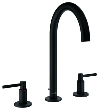 GROHE 3-Loch-Waschtisch-Batterie Atrio 20649, Rohrauslauf Hebelgriff phantom black, 20649KF0 20649KF0