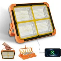Ophy Arbeitsleuchte Solar-Arbeitsleuchte wiederaufladbar, 288 LEDs, 5 Lichtmodi (3000/4000/6500 K & SOS), magnetisch & aufhängbar, für Camping, Werkstatt & Notfall