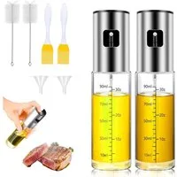 SURFOU Ölspender 2 Stück Ölsprüher für Speiseöl und Essig Glas Speiseöl Sprühflasche, Olivenöl Sprüher Oil Sprayer für Salat, Grillen mit Skala & Trichter