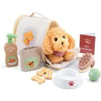 Woet Kuscheltier Hund mit Tasche und Zubehör (Set, 12-St., inkl. Tasche, Napf, Leckerli uvm), FSC®-zertifiziert, mein erstes Haustier Rollenspiel