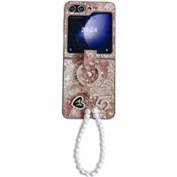 Wigento Handyhülle Für Samsung Galaxy Z Flip7 FE / Flip6 5G Stick Hülle Ringperlenkette