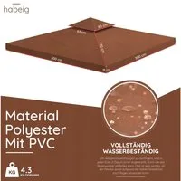 habeig Pavillon-Ersatzdach Pavillondach 360g/m² PVC 3x3m WASSERDICHT -- NEU: inkl. DACHSPANNER, 360,00 g/m², 100% wasserdicht