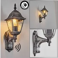 hofstein Außen-Wandleuchte Außenwandlampe m. Bewegungsmelder aus Metall/Glas, Schwarz/Silber/Klar, ohne Leuchtmittel, Wandleuchte außen im Vintage/Antik/Landhaus-Design, E27, IP44