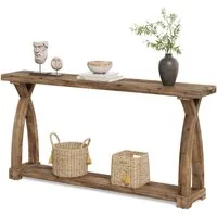 Tribesigns Konsolentisch 2-Tier Massiveholz Schmal Eingangstisch mit Lagerung, Flurtisch