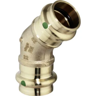 Viega Sanpress Bogen 128531 42 mm, 45°, mit SC-Contur, Rotguss oder Siliziumbronze