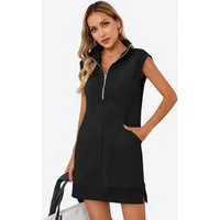 Imily Bela Sweatkleid Damen Sportkleid mit Half-Zip (Packung, 1-tlg., 1per-Pack) Eingrifftaschen
