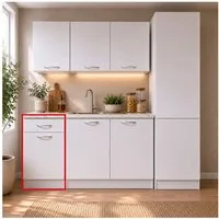 HTI-Living Unterschrank Küchenunterschrank Jenna Weiß 40 cm (1 Stück, 1-St., 1 Küchenunterschrank) Modular erweiterbar, modernes Design, Arbeitsplatte Marmoroptik
