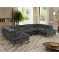 MKS MÖBEL Ecksofa PABLO U, Set, Wellenfeder, Metallbeine, HR35-Schaum, U-förmige Ecke, Wohnlandschaft, verstellbare Kopfstützen