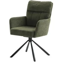 Massivart® Polsterstuhl drehbar, Esszimmerstuhl mit Taschenfederkern, Chenille-Optik, »UTICA«, Armlehnen · Metallgestell matt schwarz · Rückholfunktion