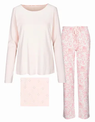 IN LINEA - Da.-Pyjama Pointelle pearl ajour print - Gr. - 50