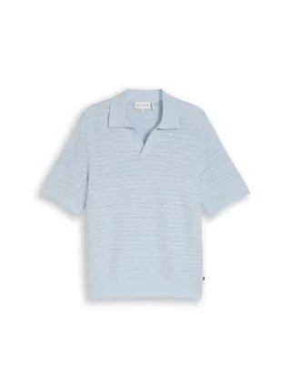Tom Tailor - Strick-Poloshirt mit Leinenanteil light blue grey melange - Gr. - XL