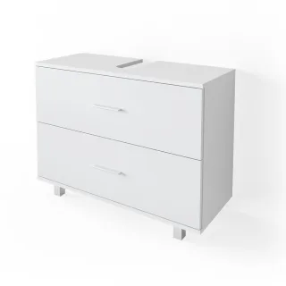 Vicco Waschbeckenunterschrank, Weiß, Holzwerkstoff, 3 Fächer, 2 Schubladen, Rechteckig, 80x60.8x33 cm, Badezimmer, Badezimmerschränke, Waschbeckenunterschränke