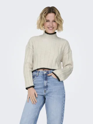 ONLY - ONLCHICK STITCH LS HIGHNECK KNT NOOS Pumice Stone - Gr. - XS