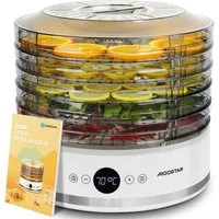 Aigostar Dörrautomat Dörrgerät mit "FAN"-Modus, Temperatur 35-70°C, 5 höhenverstellbaren 380 W, 5 Etagen, LED-Anzeige, 48h-Timer, leiser Betrieb, BPA-frei, Rezeptbuch inklusive