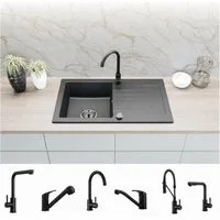 Faizee Home Küchenspüle Küchenspüle Faizee Granitspüle 75 x 44 cm Schwarz