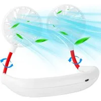 FELIXLEO Mini USB-Ventilator Nackenventilator 2000mAh USB leise tragbar Weiß