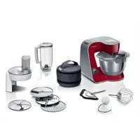 BOSCH Küchenmaschine Serie 4 MUM5X720, integr. Waage, Durchlaufschnitzler, Mixer, rot, 1000 W, 3,9 l Schüssel, 3 Scheiben, Schüssel, Knethaken/Rühr-/Schlagbesen, spülmaschinenfest
