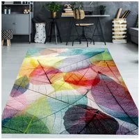 TeppichHome24 Teppich Teppich Wohnzimmer Laub bunt, rund, Höhe: 13 mm