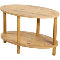en.casa Couchtisch, »Højreby« oval Beine aus Buchenholz 70x44x43 cm Holzoptik