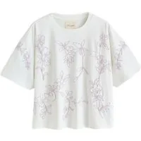 LAURA ASHLEY T-Shirt Laura Ashley T-Shirt mit Blumenstickerei (1-tlg)