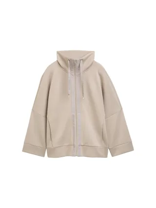 Tom Tailor - Boxy Fit Scuba Sweatjacke soft taupe grey - Gr. - L