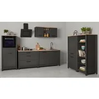 Inter Link Küchenzeile Pienza, Einbauküche, Küchenblock, Küchenmodul, Kompaktküche, Ohne E-Geräte für Spülmaschine Kochfeld Backofen Kühlschrank B: 430 cm
