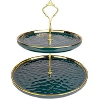 Intirilife Etagere, Porzellan, (2-tlg), Etagere 2 Etagen Porzellan Cupcake Tortenständer Gebäckständer