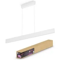 Philips Hue Smarte LED-Leuchte White & Color Ambiance Ensis Pendelleuchte weiß, Abschaltautomatik, Bluetooth, CCT - über Fernbedienung, Dimmfunktion, Farbsteuerung, Farbwechsel, Leuchtdauer einstellbar, Memoryfunktion, Nachtlichtfunktion, RGB, Smart 