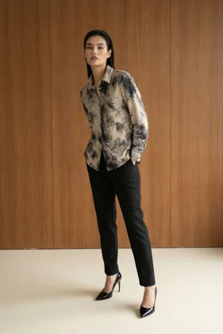 Schlangenprint Satin Woven Hemd