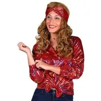 thetru Kostüm Discobluse rot, Diese 70er Jahre Bluse macht jeder Discokugel Konkurrenz!