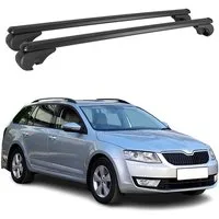 OMAC Dachträger für Skoda Octavia Combi III 2012-2025 Gepäckträger Aluminium Schwarz (2-St), Wasserbeständig,Abnehmbar,Multifunktional,Leichtgewichtig