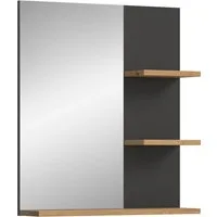 welltime Badspiegel REHAT, Breite 63 cm, mit 3 Ablageböden, hochwertiges Spiegelglas, Badmöbel, Spiegel, Wandspiegel, Bad, Badezimmer