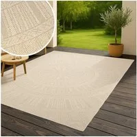Bruno Banani Teppich Solan, ethno, boho-inspiriert, In- und Outdoor geeignet, rechteckig, Höhe: 5 mm, Mandala, Kreise, Küche, Wohnzimmer, Camping, Balkon