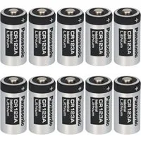 kraftmax 10er Pack Panasonic CR123 / CR123A 3V Industrial Lithium Batterie Batterie, (1 St)