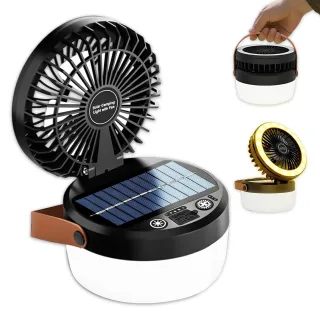 BIKIGHT Outdoor Solar Fan Light Portable Rechargeable Hanging Lamp USB Rechargeable Folding Camping Lights Easy to Use
