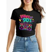 MoonWorks Print-Shirt Damen T-Shirt - Vibes of 90s Retro Design - Fasching Karneval mit Print
