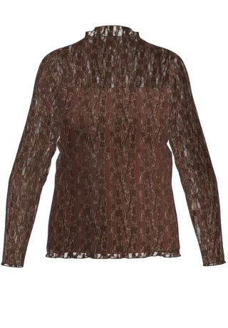 bianca - Spitzen-Langarmshirt braun - Gr. - 38