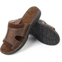 TIESTRA Herren Hausschuhe, Herren Pantoletten, Leichten Sommer Leder Sandalen Pantolette Bequem Unterstützung, für Innen- und Außenbereich EU41-47